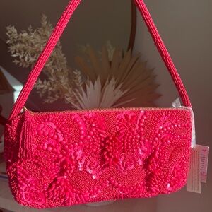 Viral Raspberry Beaded Bag, NWT, MADE IN INDIA Collection
